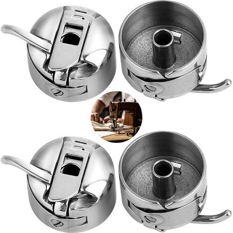 4-Piece Sewing Machine Bobbin Case Set, Stainless Steel Bobbin Cases for Sewing Machines, Compatible with Class 15 Front-Loading Machines, Durable and Practical (1/5)