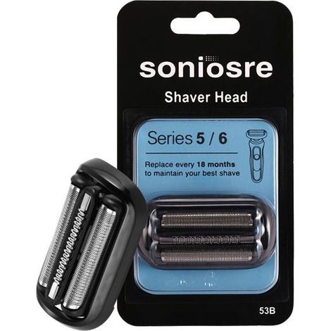 Tête de rechange Braun Series 5/6 (53B) - Feuille noire compatible 5018s 5020s 5020cs 5031s 5050cs 6020s 6072cc