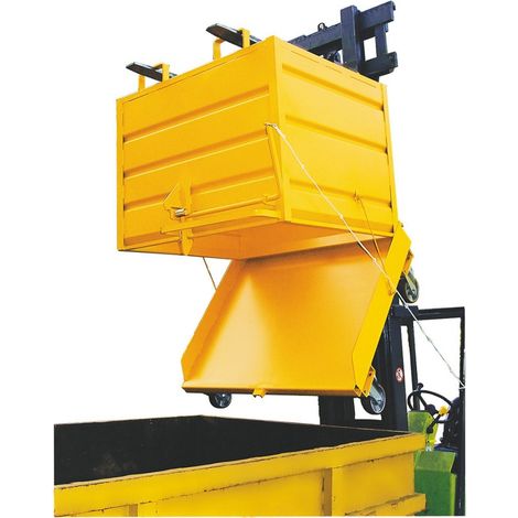 PROVOST - Benne basculante à fond ouvrant sur roues - 1600 litres - Métal - Jaune RAL 1007