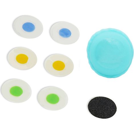 Lot de 6 rustines autocollantes rondes et colorées pour pneus de vélo, outil de réparation rapide pour VTT (1/4)