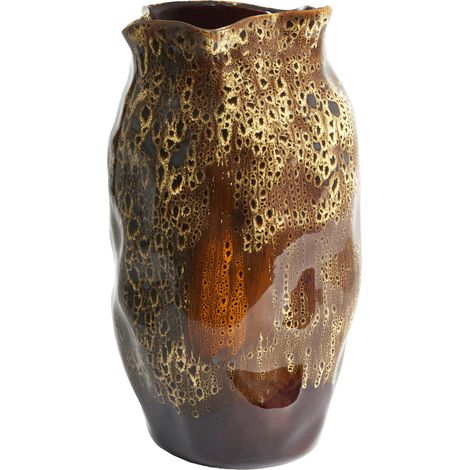Light & Living ALTHEA Vase Keramik Dunkelbraun + Creme + Orange –