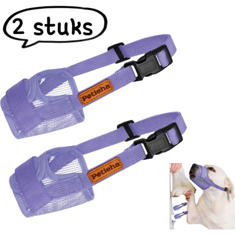 Muselière pour chien en maille douce respirante et ajustable avec conception anti morsure tour de museau 16 à 28 cm tour de tête 40 à 63 cm poids recommandé 13 à 27 kg taille XL couleur violette (1/5)
