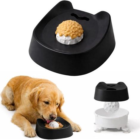 Gamelle à lécher ZVD pour chien avec balle roulante, jouet interactif à ventouse, gamelle à alimentation lente pour friandises liquides pour petits chiens et chiens adultes. (1/5)