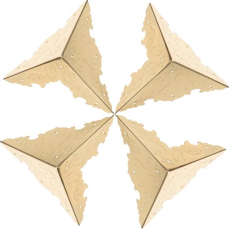 4 protège-coins décoratifs, laiton/bois, pour décoration (1/5)