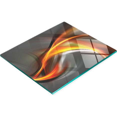 Tagliere e vassoio decorativo in vetro con motivo a onde astratte, 60x52 cm. (1/5)