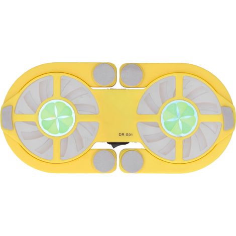 Support de refroidissement pliable USB pour ordinateur portable, double ventilateur 500-2500 tr/min, faible bruit, jaune (1/5)
