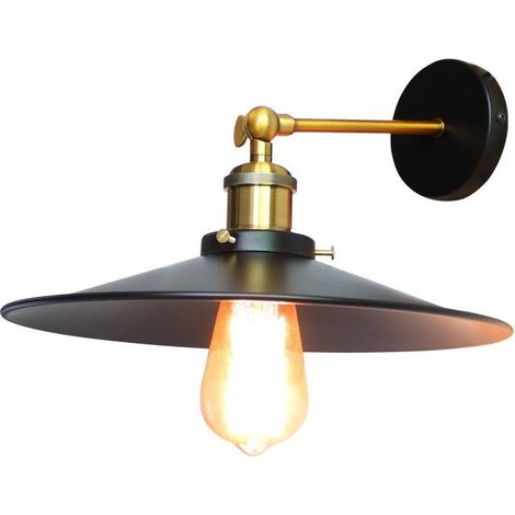 Applique Murale - Lampe Industrielle en Métal Fer - Réglable Angle - Compatible E27 - Noir - 26 cm (1/5)