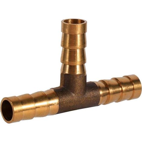 Raccord de tuyau de carburant barbelé, 3 voies en T - Raccord de tuyau en laiton - Adaptateur pour carburant, air, eau, gaz, huile(8mm) (1/5)