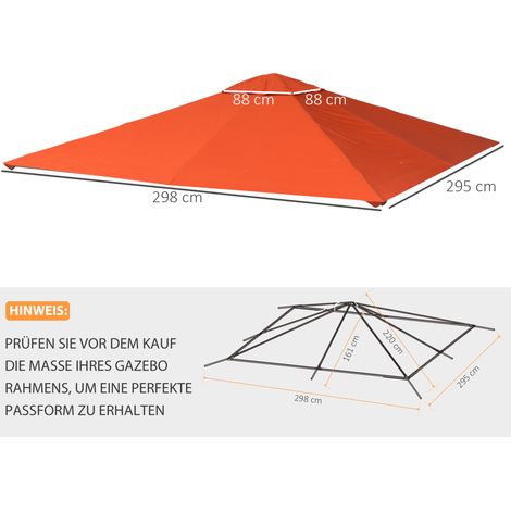 Pavillon-Dachplane 298 x 295 cm aus Polyester, orange HAVRYA (1/4)