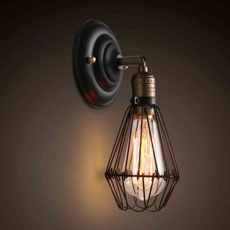 Industrielle Werbe-Wandleuchte, Retro-Wandlampe, E27 Vintage-Innenleuchte, Lampenschirm mit verstellbarer Fassung, für Café, Loft, Küche, Wohnzimmer und Hotelzimmer (Leuchtmittel nicht enthalten) (1/5)