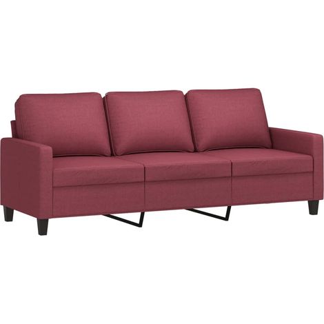 vidaXL Divano a 3 Posti Rosso Vino 180 cm in Tessuto