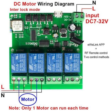 Couleur 1CH Wifi DC 5V EWeLink Smart télécommande Wifi sans fil commutateur Module 4CH 12V 24V 220V 75V-250V Inching autobloquant (1/4)