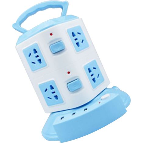 Multifunktions-Steckdosenleiste im Turmformat mit Überlastschutz, tragbarer Steckdosenleiste mit USB-Anschluss, 220 V, 10 A, himmelblau, 2-lagig (1/5)