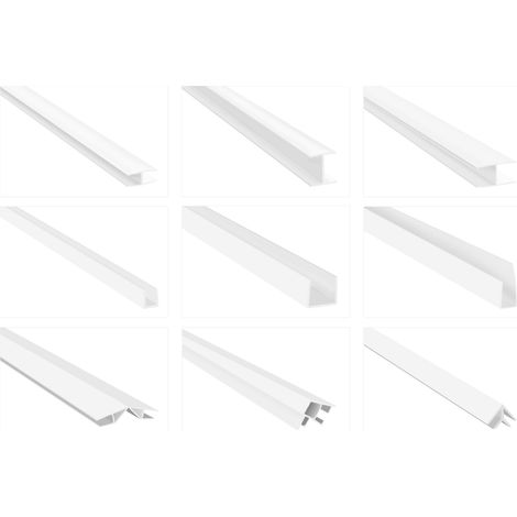 Einfassprofile PVC weiß 2m - H / U & Winkel Aufnahmeprofile, viele Modelle - HJ: U-Abschlussprofile, U-Profil 260 gleichschenklig - 10mm Aufnahme