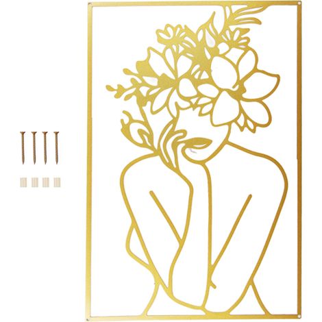 murale minimaliste en fer dessin au trait d une femme style