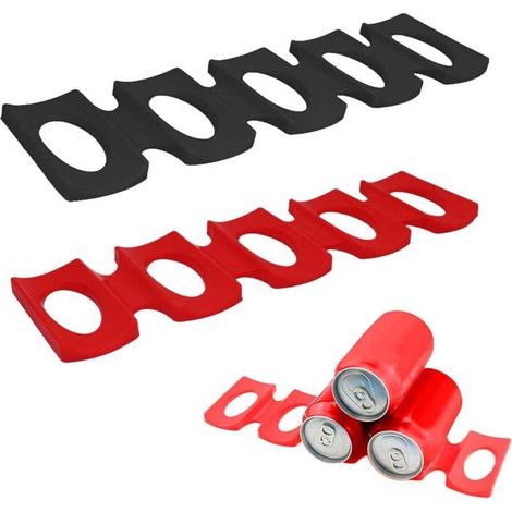 Range-bouteilles silicone - 2 pièces 30.6x9.5cm - Pour réfrigérateur et comptoir - Noir et rouge (1/5)
