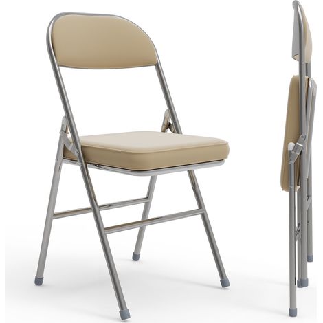 Haloyo® Lot de 2 Salon de jardin chaises pliantes assise dossier rembourrés acier synthétique, 46x41x80.3cm, jaune (1/5)