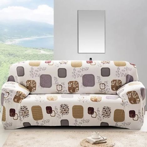 Housse Revêtement de Canapé Tissu Élastique Extensible Moderne pour Canapé de 3 Places Modèle 2 190-230cm (1/4)
