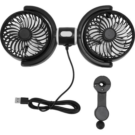 Double ventilateur de refroidissement de voiture, rotatif à 360 °, 3 vitesses, alimenté par USB, siège arrière pour Van camion SUV RV DC 5V (1/5)
