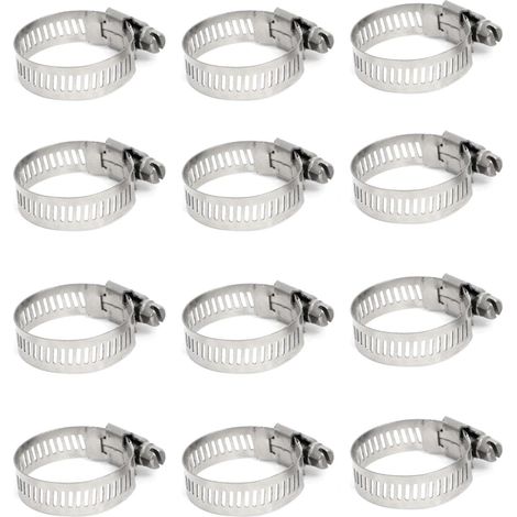 12 Colliers de Serrage Inox 10–16 mm, Serre-Tuyaux Réglables Bande à vis sans fin et plage de serrage 10–16 mm pour tuyaux d’eau, jardin, automobile, bricolage et petites conduites. (1/5)
