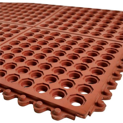 Emporrillado caucho rojo NBR/SBR, 900x900x14 mm