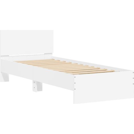 Estructura cama con cabecero madera ingeniería blanco 90x200 cm vidaXL