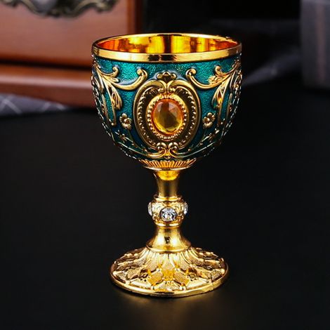 (Bleu transparent doré) Miniature de verre à vin en métal, 30 ml, pour vin blanc (1/2)