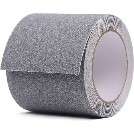 Cinta antideslizante, tiras antideslizantes con cinta adhesiva antideslizante para escaleras, peldaños y revestimientos de suelos, cinta antideslizante resistente, autoadhesiva, (10 cm x 5 m, gris)