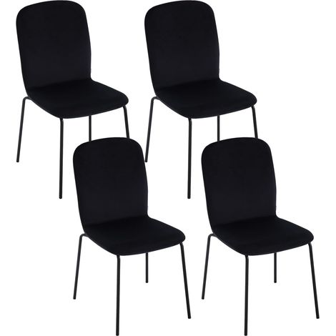 WOLTU Set 4 Sedie Moderne sala Pranzo Salotto Cucina Seduta in Velluto e Metallo, Nero (1/5)