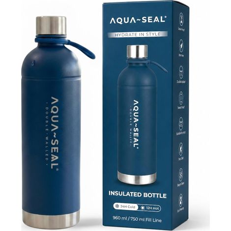 Bouteille isotherme à double paroi en acier inoxydable 960 ml 12 heures chaud et froid pour Carbonator 2/3 GoZero SodaOne etc. Passe au lave-vaisselle Bleu (1/5)