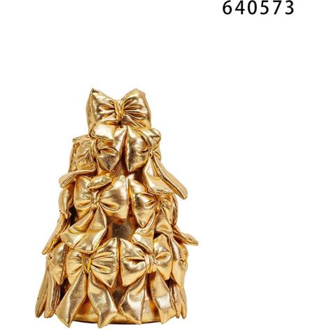 TRADE SHOP - Albero Di Natale Di Fiocchi Da 18cm Con Fiocco Dorato Addobbo Decorazione Natalizia Feste - Oro (1/2)