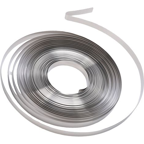Rouleau de feillard acier inox 304 30 m x 19 mm x 0.5 mm résistant emballage industriel tuyaux signalisation 1700 lbs (1/5)