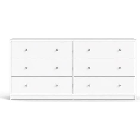 ebuy24 Kommode OREGON 6 Schubladen Dekor Weiß L143cm