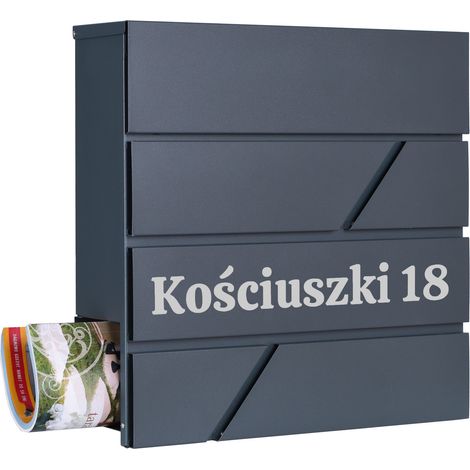 Tove-Briefkasten aus Anthrazit mit Inschriften