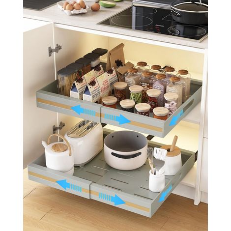Lot de 2 Tiroir Coulissant Cuisine Adhésif Rangement Placard (1/5)