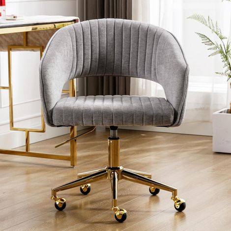 Verstellbarer Bürostuhl aus Chenille Grau Ergonomischer Computerstuhl (1/5)