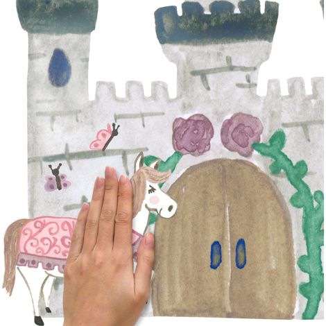 Sticker Mural Géant Château de la Princesse et du Prince avec lettres de l'alphabet pour personnaliser (1/5)