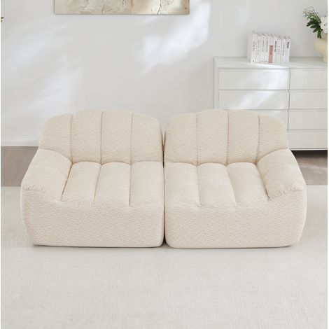 CHICFURN Divano modulare angolare 210 x 165 x 79 cm beige bianco in tessuto, senza montaggio (1/5)