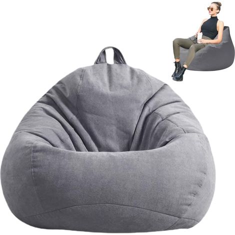 Pouf en forme de goutte pour adulte - Housse uniquement (sans rembourrage) - Pouf de jeu XL Giant Grey Bean Bag - Pour l'extérieur et la décoration de salon (gris clair) (1/5)