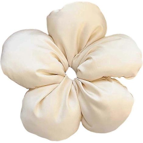 Chouchou en forme de fleur pour cheveux d'été, bandeau 3D en éponge avec fleur, couleur unie, élastique sûr-Beige (1/5)