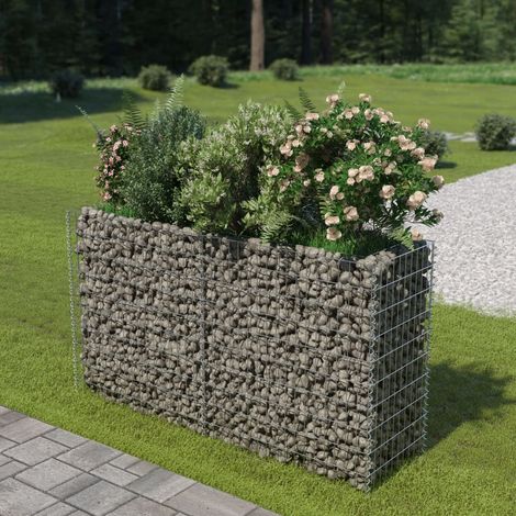 Jardinière Bac A Fleur Lit surélevé à gabion Acier galvanisé 180x50x100 cm 74122 (1/5)