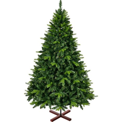 Albero di Natale Artificiale 180cm- Albero di Natale Folto e Realistico Stampato a Iniezione, Finto Christmas Tree con Supporto in Legno e Sacca per Riporlo (1/5)
