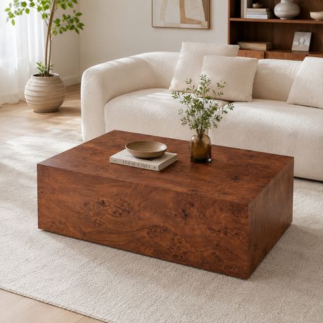 Table basse minimaliste aspect bois – table de salon moderne, polyvalente, construction stable, surface facile d'entretien, dimensions approximatives (1/5)