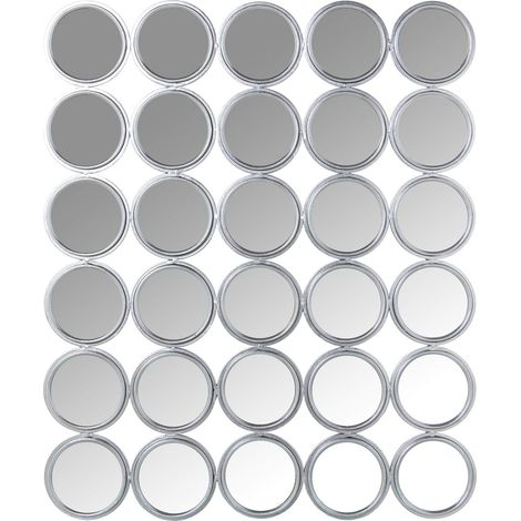 Miroir Mural avec 30 miroirs Ronds en métal argenté 73 x 2 x 87,5 cm, INT.11,5 cm (1/3)