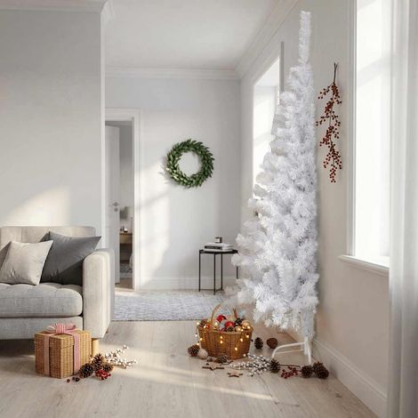 Teenpull – Künstlicher Halb-Weihnachtsbaum mit Ständer Weiß 210 cm PVC (1/5)