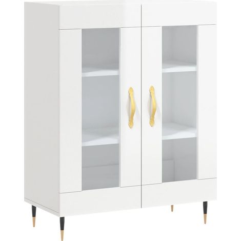 vidaXL Credenza 69,5x34x90 cm in Legno Multistrato Bianco Lucido (1/5)