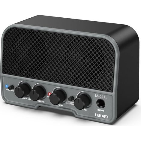 Mini amplificateur de guitare électrique portable 2 x 5 W alimenté par piles avec effets Clean/Overdriver, Bluetooth 5.0, petit ampli pour la pratique quotidienne et les fêtes musicales (noir) (1/5)