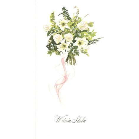 Biglietto di nozze DL S64 - Bouquet verde