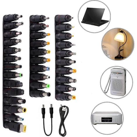 Cordon d'alimentation DC5521, câble de charge DC5,5 x 2,1 mm, ensemble de 34 adaptateurs femelles 5,5 x 2,5 mm (1/4)
