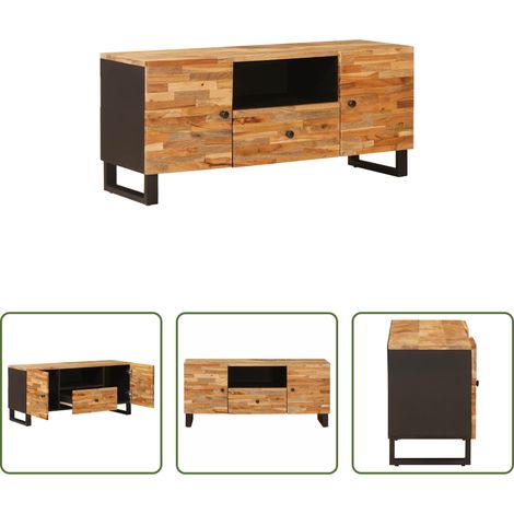 Meuble de salon - Meuble TV Marron 105 x 33 x 46 cm Bois de mangue massif (1/5)